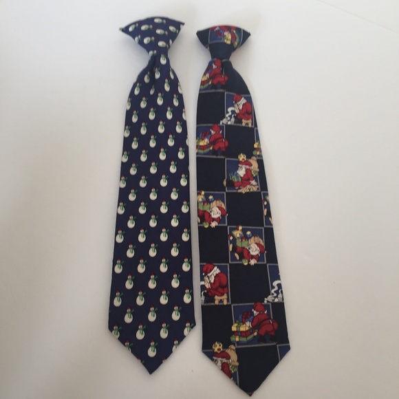 NWOT Boy's Snowman & Santa Clip-On Ties - Picture 1 of 3